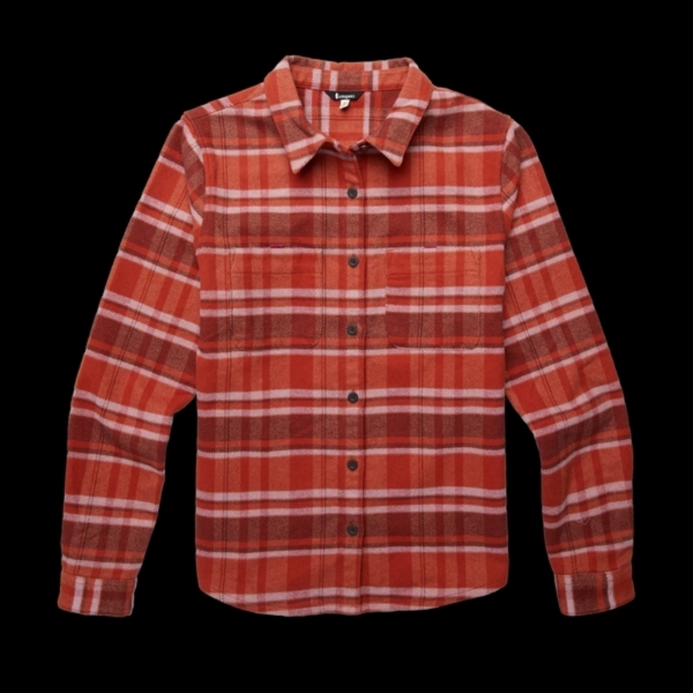 Cotopaxi Mero Women's Button Down Plaid Flannel in Burnt Orange, Brown, Pink